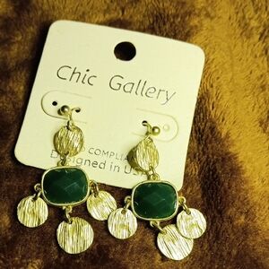 Gallery Gold and Green Chandelier Earrings